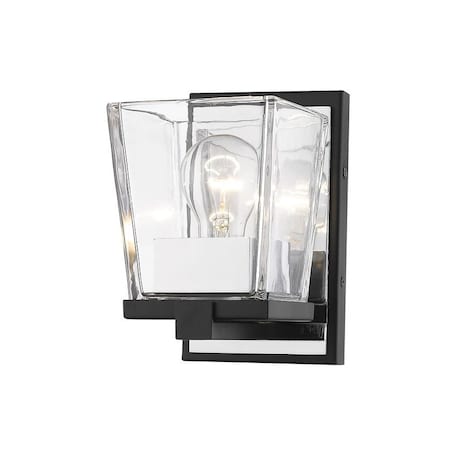 Z-Lite Bleeker Street 1 Light Wall Sconce, Matte Black & Clear 475-1S-MB-CH